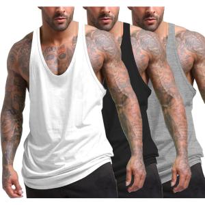 imageCOOFANDY Mens 3 Pack Tank Tops Gym Workout Shirt YBack Sleeveless Muscle Fitness Bodybuilding Tank Shirts01blackWhiteGray
