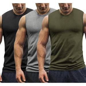 imageCOOFANDY Mens 3 Pack Workout Tank Tops Gym Muscle Tee Bodybuilding Fitness Sleeveless T Shirts01blackMedium GreyArmy Green