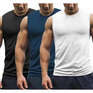 imageCOOFANDY Mens 3 Pack Workout Tank Tops Gym Muscle Tee Bodybuilding Fitness Sleeveless T ShirtsBlackBlueWhite