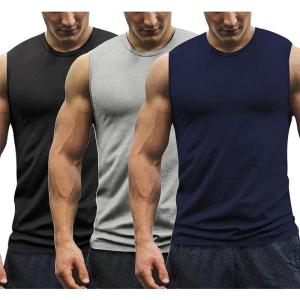 imageCOOFANDY Mens 3 Pack Workout Tank Tops Gym Muscle Tee Bodybuilding Fitness Sleeveless T ShirtsBlackLight GreyNavy Blue