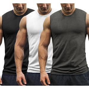 imageCOOFANDY Mens 3 Pack Workout Tank Tops Gym Muscle Tee Bodybuilding Fitness Sleeveless T ShirtsBlackWhiteDark Grey
