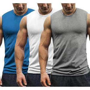imageCOOFANDY Mens 3 Pack Workout Tank Tops Gym Muscle Tee Bodybuilding Fitness Sleeveless T ShirtsBlueWhiteGrey