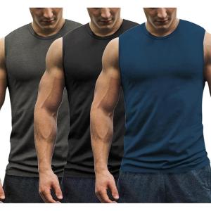 imageCOOFANDY Mens 3 Pack Workout Tank Tops Gym Muscle Tee Bodybuilding Fitness Sleeveless T ShirtsDark GreyBlackPeacock Blue