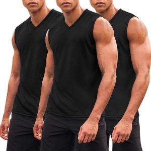 imageCOOFANDY Mens 3 Pack Workout Tank Tops Gym Sleeveless Shirts V Neck Bodybuilding Muscle Tee ShirtBlackBlackBlack