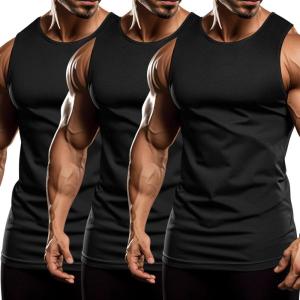 imageCOOFANDY Mens 3 Pack Workout Tank Tops Sleeveless Gym Shirts Bodybuilding Fitness Muscle Tee ShirtsBlack3