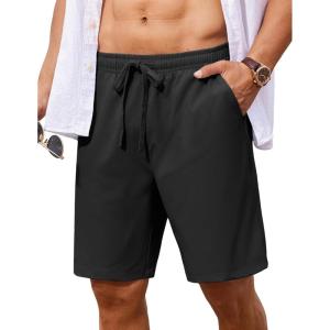 imageCOOFANDY Mens 7 inch Casual Shorts Drawstring Waist Lightweight Quick Dry Summer Beach Board Shorts with PocketsBlack