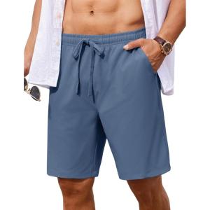 imageCOOFANDY Mens 7 inch Casual Shorts Drawstring Waist Lightweight Quick Dry Summer Beach Board Shorts with PocketsBlue