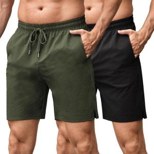 imageCOOFANDY Mens Athletic Running Shorts 7quot Quick Dry Lightweight Workout Gym Basketball Hiking Shorts with Pockets2 Pack BlackArmy Green