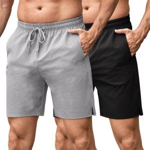 imageCOOFANDY Mens Athletic Running Shorts 7quot Quick Dry Lightweight Workout Gym Basketball Hiking Shorts with Pockets2 Pack BlackLight Grey