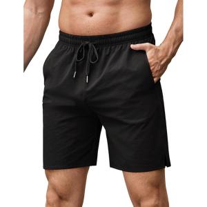 imageCOOFANDY Mens Athletic Running Shorts 7quot Quick Dry Lightweight Workout Gym Basketball Hiking Shorts with PocketsBlack