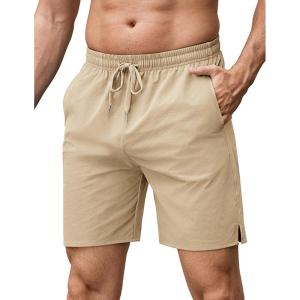 imageCOOFANDY Mens Athletic Running Shorts 7quot Quick Dry Lightweight Workout Gym Basketball Hiking Shorts with PocketsLight Khaki