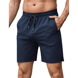 imageCOOFANDY Mens Athletic Running Shorts 7quot Quick Dry Lightweight Workout Gym Basketball Hiking Shorts with PocketsNavy Blue