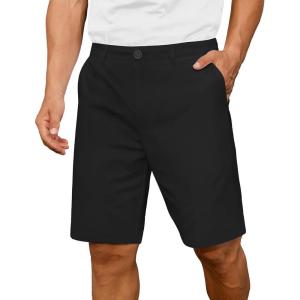 imageCOOFANDY Mens Casual Shorts 9 Inch Flat Front Lightweight Summer Beach Vacation ShortsBlack