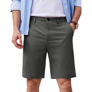imageCOOFANDY Mens Casual Shorts 9 Inch Flat Front Lightweight Summer Beach Vacation ShortsDrak Grey