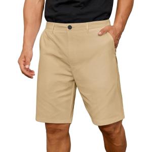 imageCOOFANDY Mens Casual Shorts 9 Inch Flat Front Lightweight Summer Beach Vacation ShortsKhaki