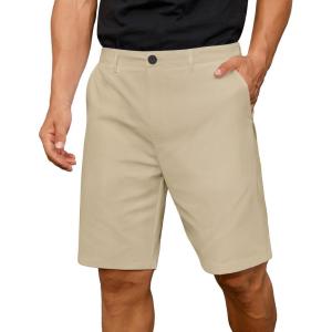 imageCOOFANDY Mens Casual Shorts 9 Inch Flat Front Lightweight Summer Beach Vacation ShortsLight Khaki