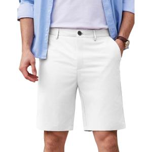 imageCOOFANDY Mens Casual Shorts 9 Inch Flat Front Lightweight Summer Beach Vacation ShortsWhite