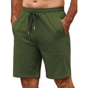 imageCOOFANDY Mens Casual Shorts 9 inch Inseam Elastic Waist Drawstring Short Lightweight Stretch Summer Beach ShortsArmy Green