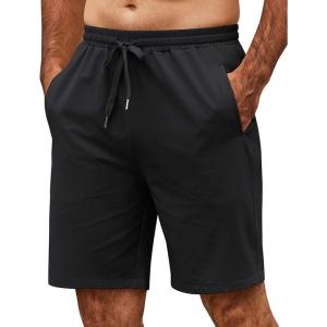 imageCOOFANDY Mens Casual Shorts 9 inch Inseam Elastic Waist Drawstring Short Lightweight Stretch Summer Beach ShortsBlack
