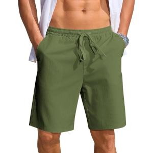imageCOOFANDY Mens Casual Shorts Lightweight Elastic Waist Drawstring Summer Beach Shorts with PocketsArmy Green