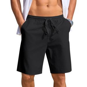 imageCOOFANDY Mens Casual Shorts Lightweight Elastic Waist Drawstring Summer Beach Shorts with PocketsBlack