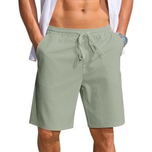 imageCOOFANDY Mens Casual Shorts Lightweight Elastic Waist Drawstring Summer Beach Shorts with PocketsLight Grey