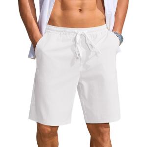 imageCOOFANDY Mens Casual Shorts Lightweight Elastic Waist Drawstring Summer Beach Shorts with PocketsWhite