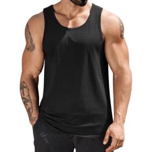 imageCOOFANDY Mens Cotton Tank Tops Summer Beach Sleeveless Muscle Shirts Gym Workout Running Tank Shirt PackBlack