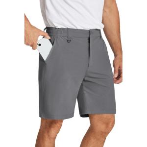 imageCOOFANDY Mens Golf Shorts 8 Inch Lightweight Quick Dry Casual Dress Shorts Hiking Travel Shorts with PocketsDark Grey