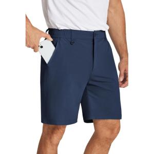 imageCOOFANDY Mens Golf Shorts 8 Inch Lightweight Quick Dry Casual Dress Shorts Hiking Travel Shorts with PocketsNavy Blue