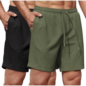 imageCOOFANDY Mens Gym Workout Shorts 8 Inch Quick Dry Athletic Shorts Lightweight Drawstring Running ShortsBlack  Army Green