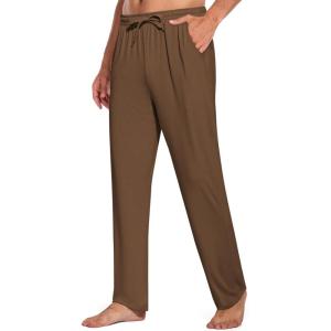 imageCOOFANDY Mens Open Bottom Sweatpants Casual Yoga Pants Lightweight Jogger Lounge Pants with PocketsBrown