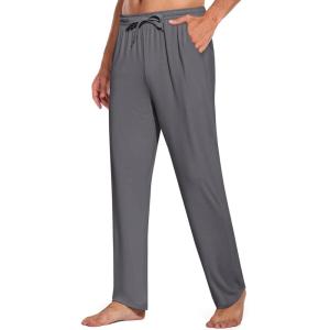 imageCOOFANDY Mens Open Bottom Sweatpants Casual Yoga Pants Lightweight Jogger Lounge Pants with PocketsDark Grey