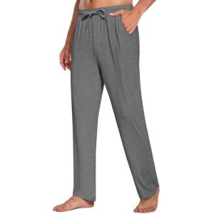 imageCOOFANDY Mens Open Bottom Sweatpants Casual Yoga Pants Lightweight Jogger Lounge Pants with PocketsHeather Grey