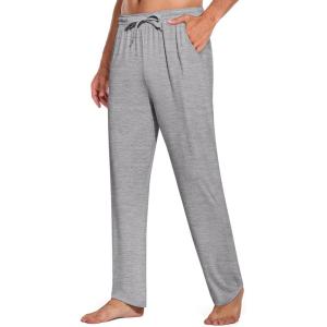 imageCOOFANDY Mens Open Bottom Sweatpants Casual Yoga Pants Lightweight Jogger Lounge Pants with PocketsLight Heather Grey