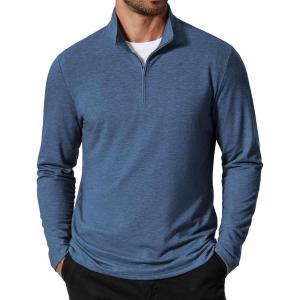 imageCOOFANDY Mens Quarter Zip Pullover Mock Neck Golf Shirts Casual Long Sleeve ShirtNavy