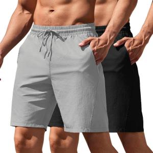 imageCOOFANDY Mens Running Athletic Shorts 9quot Gym Workout Lightweight Elastic Waist Sports ShortsBlackLight Grey