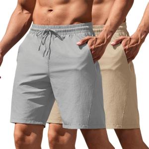 imageCOOFANDY Mens Running Athletic Shorts 9quot Gym Workout Lightweight Elastic Waist Sports ShortsKhakiLight Grey