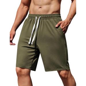 imageCOOFANDY Mens Sweat Shorts 9quot Drawstring Elastic Waist Gym Workout Shorts Casual Athletic Jogger Knit Shorts with PocketsArmy Green