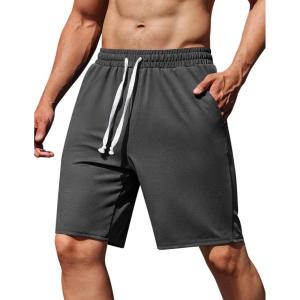 imageCOOFANDY Mens Sweat Shorts 9quot Drawstring Elastic Waist Gym Workout Shorts Casual Athletic Jogger Knit Shorts with PocketsDark Grey