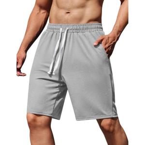 imageCOOFANDY Mens Sweat Shorts 9quot Drawstring Elastic Waist Gym Workout Shorts Casual Athletic Jogger Knit Shorts with PocketsLight Grey