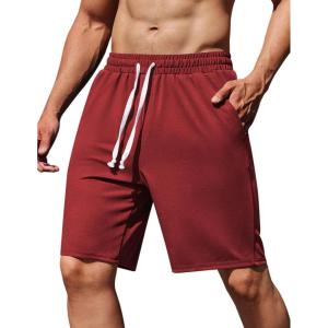 imageCOOFANDY Mens Sweat Shorts 9quot Drawstring Elastic Waist Gym Workout Shorts Casual Athletic Jogger Knit Shorts with PocketsWine Red
