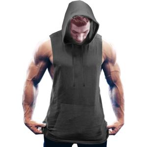 imageCOOFANDY Mens Workout Hooded Tank Tops Bodybuilding Muscle Cut Off T Shirt Sleeveless Gym HoodiesDark Grey