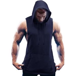 imageCOOFANDY Mens Workout Hooded Tank Tops Bodybuilding Muscle Cut Off T Shirt Sleeveless Gym HoodiesNavy Blue