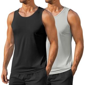 imageCOOFANDY Mens Workout Tank Tops UPF 50 Sleeveless Gym Muscle Shirts Cooling Quick Dry Bodybuilding Tanks for Swim BeachBlackLight Gray