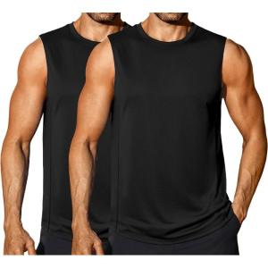 imageCOOFANDY Sleeveless Muscle Shirts for Men Dry Fit Workout Gym Tank Tops Summer Swim Beach ShirtBlackBlack