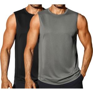 imageCOOFANDY Sleeveless Muscle Shirts for Men Dry Fit Workout Gym Tank Tops Summer Swim Beach ShirtBlackLight Gray