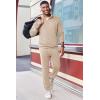 imageCOOFANDY 2 Piece Set for Men Casual 14 Zip Track Suits Set Long Sleeve Quarter Pullover Jogging Suits 2025 Fashion OutfitsCream