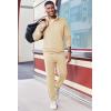 imageCOOFANDY 2 Piece Set for Men Casual 14 Zip Track Suits Set Long Sleeve Quarter Pullover Jogging Suits 2025 Fashion OutfitsLight Khaki