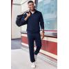 imageCOOFANDY 2 Piece Set for Men Casual 14 Zip Track Suits Set Long Sleeve Quarter Pullover Jogging Suits 2025 Fashion OutfitsNavy Blue